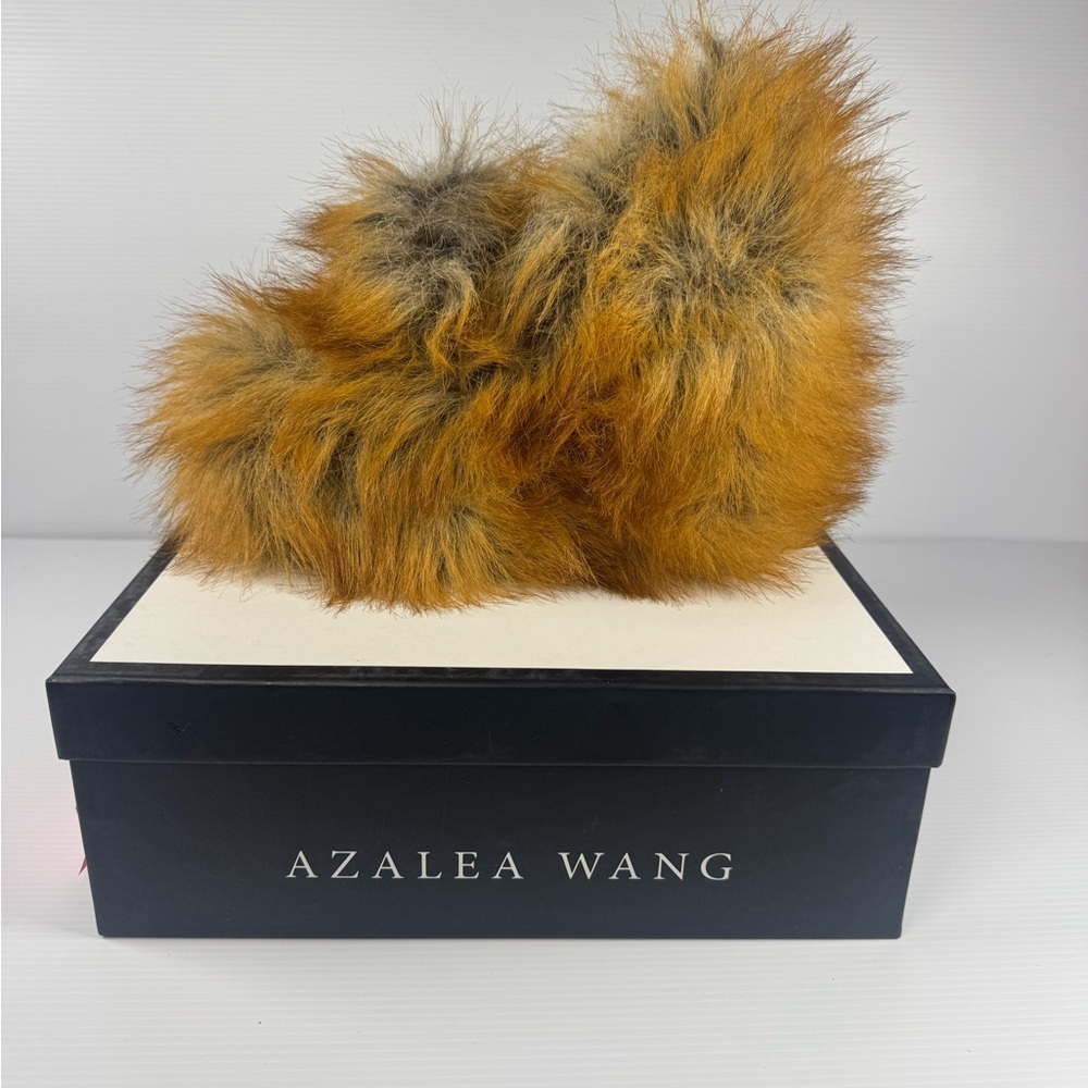Azalea Wang Jaeke Foxfur Brown Faux Fur Boots Size 6NIB